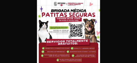 Invita Alcalde Carlos Peña Ortiz a la Brigada Médica Veterinaria Patitas Seguras en la 10 de Mayo
