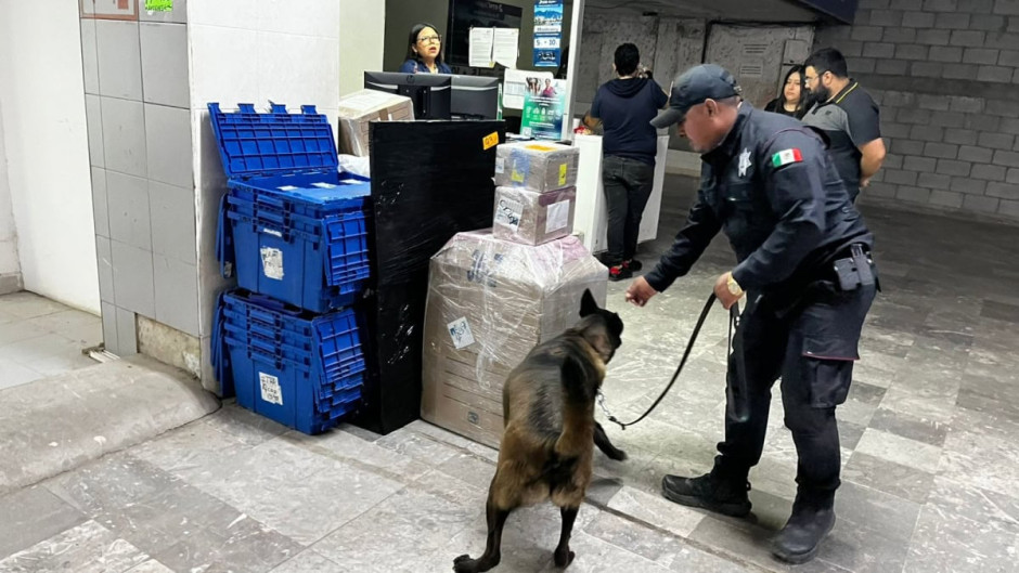 Realiza Agrupamiento Canino de la Guardia Estatal operativo para detectar narcóticos en Central de Autobuses