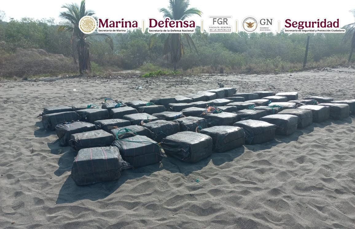 Aseguran 1.5 toneladas de cocaína en costas de Chiapas; hay cinco detenidos