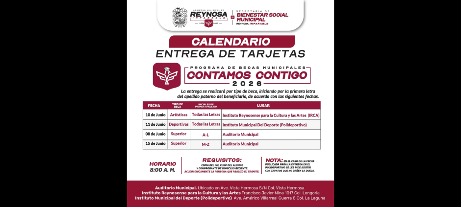 Convoca el Alcalde Carlos Peña Ortiz a beneficiarios del Programa de Becas Municipales Contamos Contigo 2026