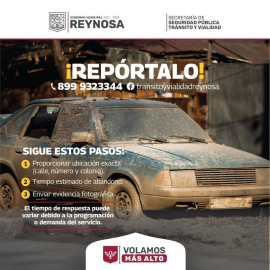 Exhorta Gobierno de Reynosa retiro de autos abandonados