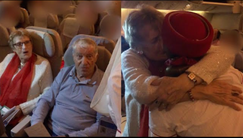 Abuelos se encuentran a su nieta trabajando en avión