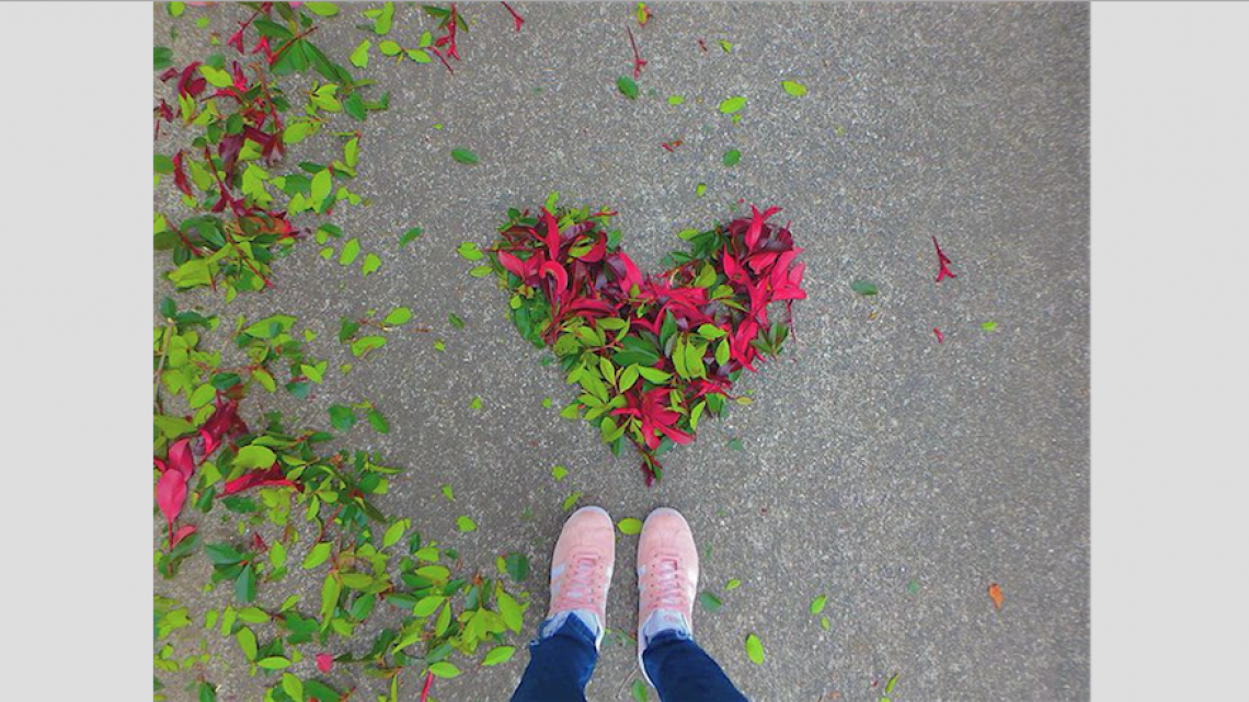 Obras de arte con hojas caídas en Japón