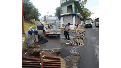 Realizan limpieza de alcantarillas