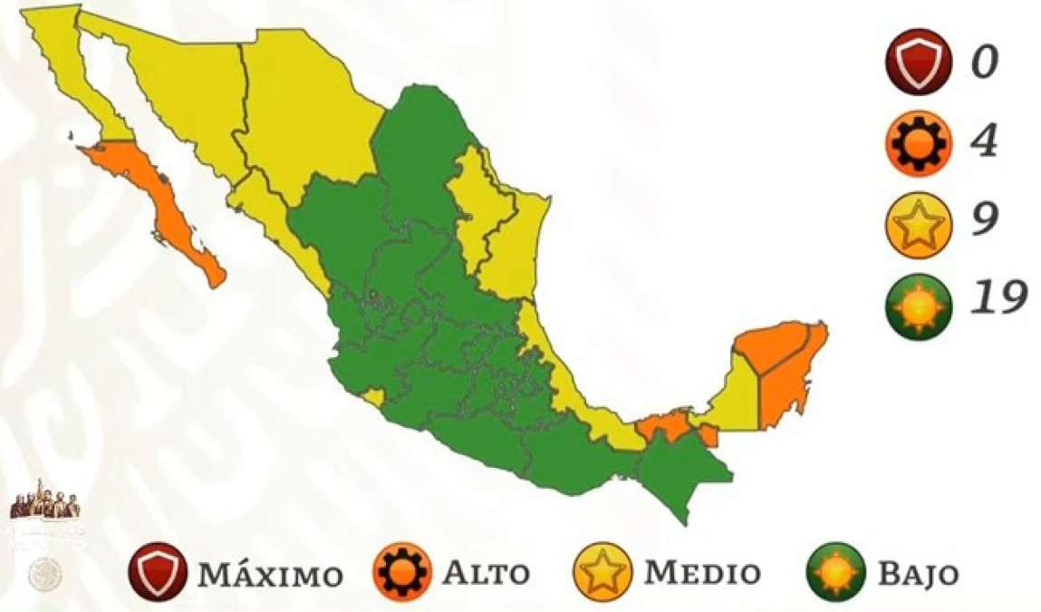 19 Estados en semáforo verde epidémico