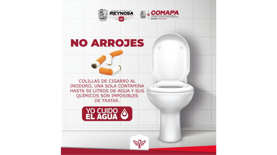 Recomienda COMAPA proteger el agua evitando tirar colillas al inodoro