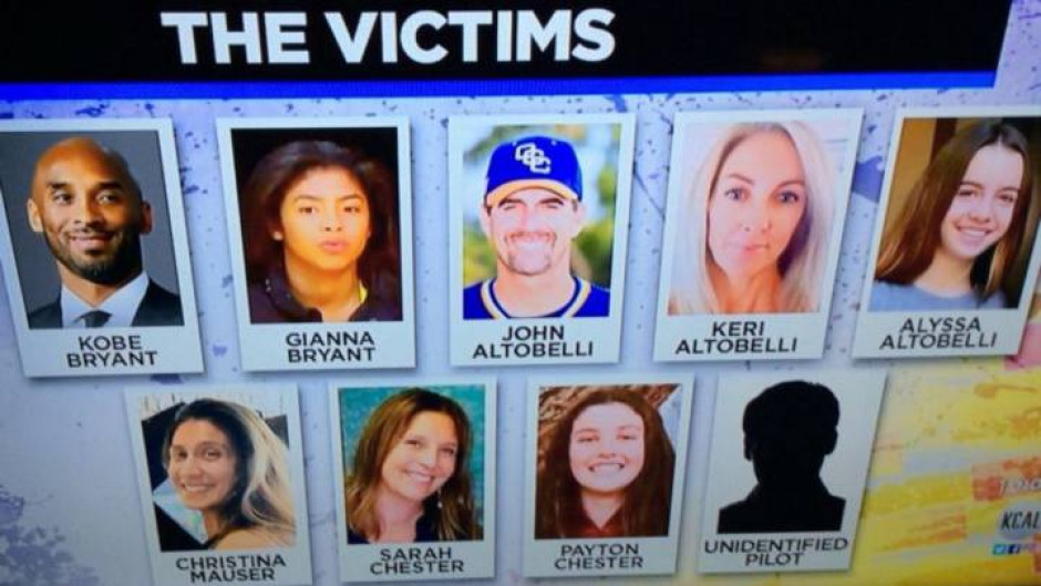 Identificadas las víctimas del accidente de helicóptero de Kobe Bryant