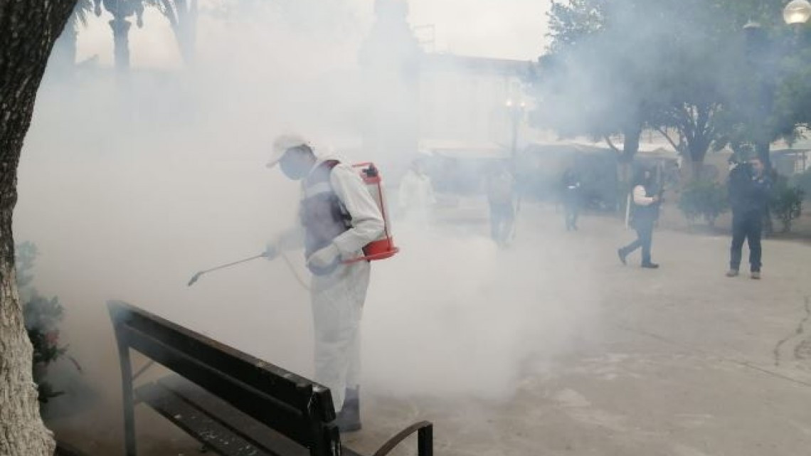 Arranca programa de sanitización de espacios público en Matamoros