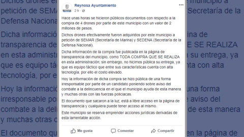 Lamenta municipio publicación de documentación de compra de drones