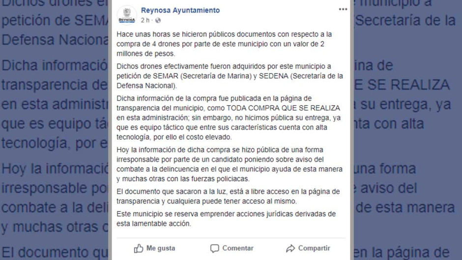 Lamenta municipio publicación de documentación de compra de drones
