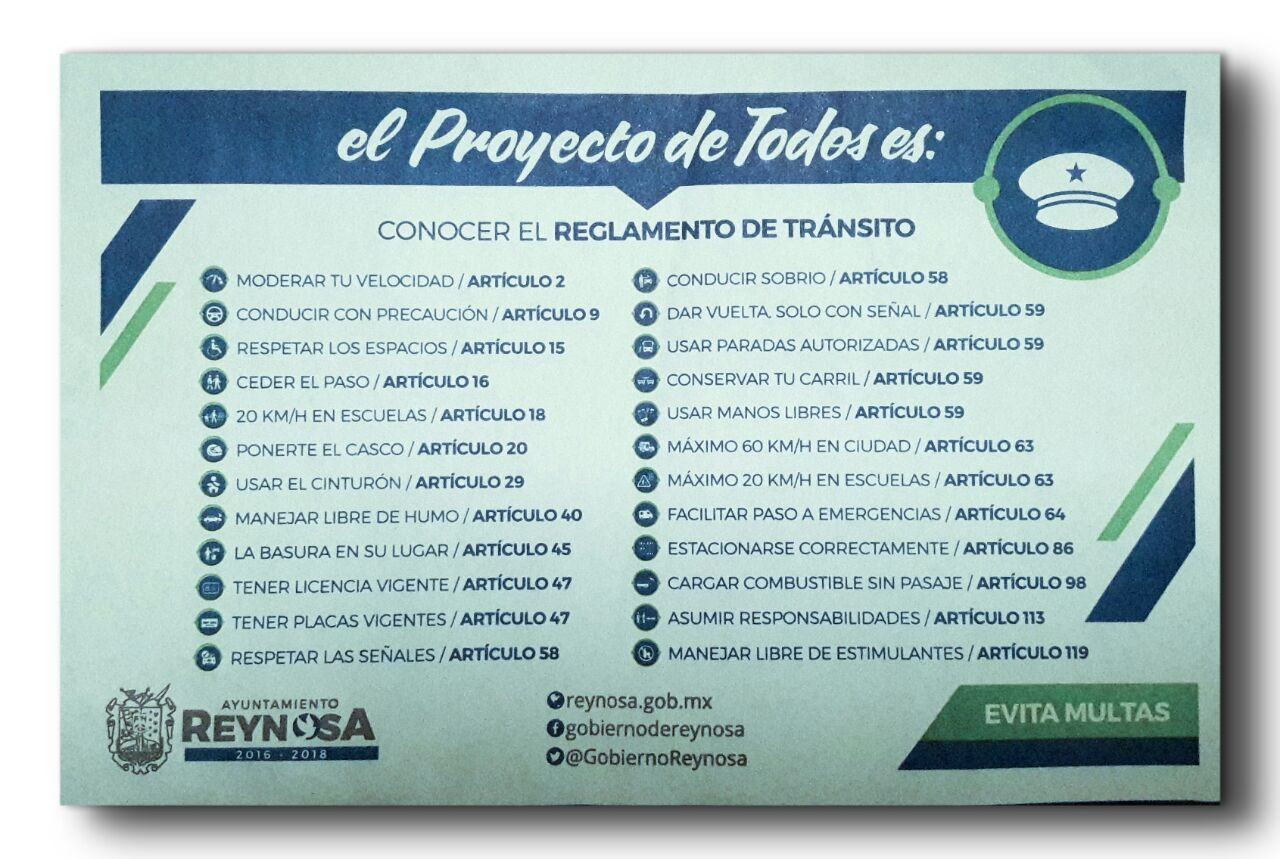 Inicia Tránsito municipal campaña sobre Reglamento vial