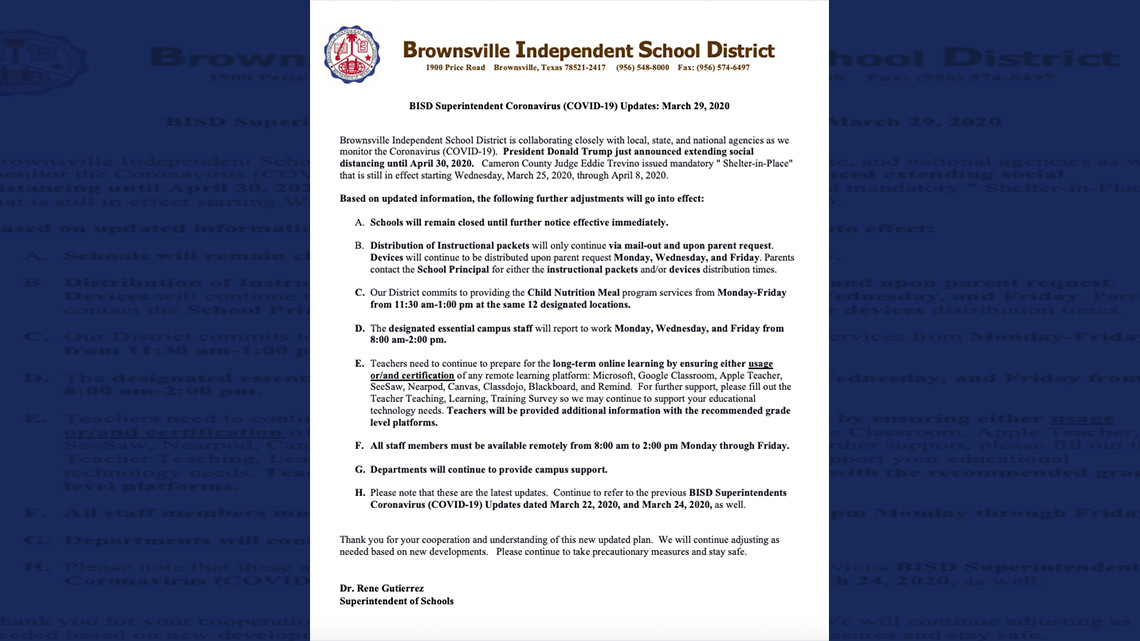 Brownsville ISD cancela clases hasta nuevo aviso