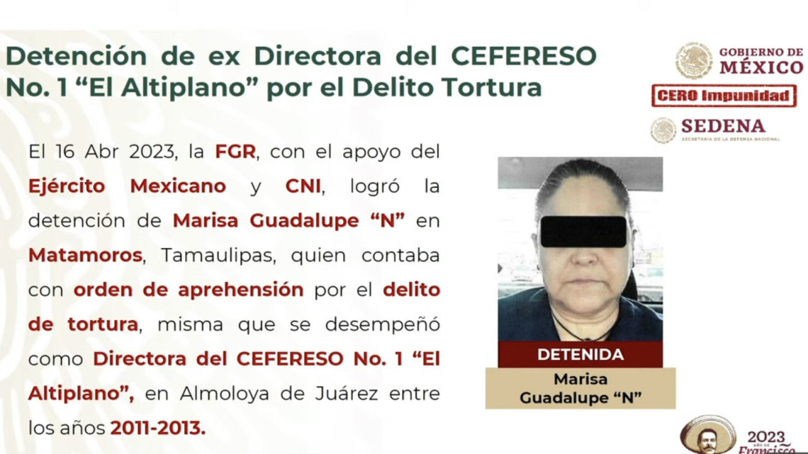 Detienen a exdirectora de penal del Altiplano por tortura