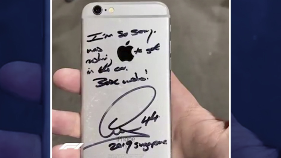 Así se disculpa Lewis Hamilton por tirar el iPhone de un aficionado