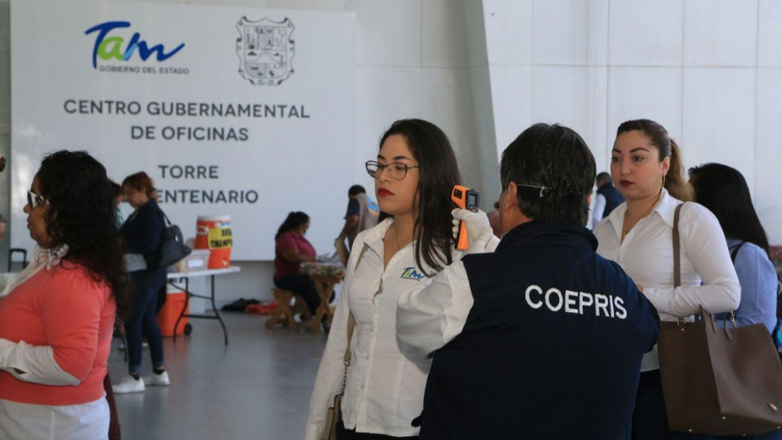 Instala Gobierno de Tamaulipas filtro permanente de prevención en edificios administrativos