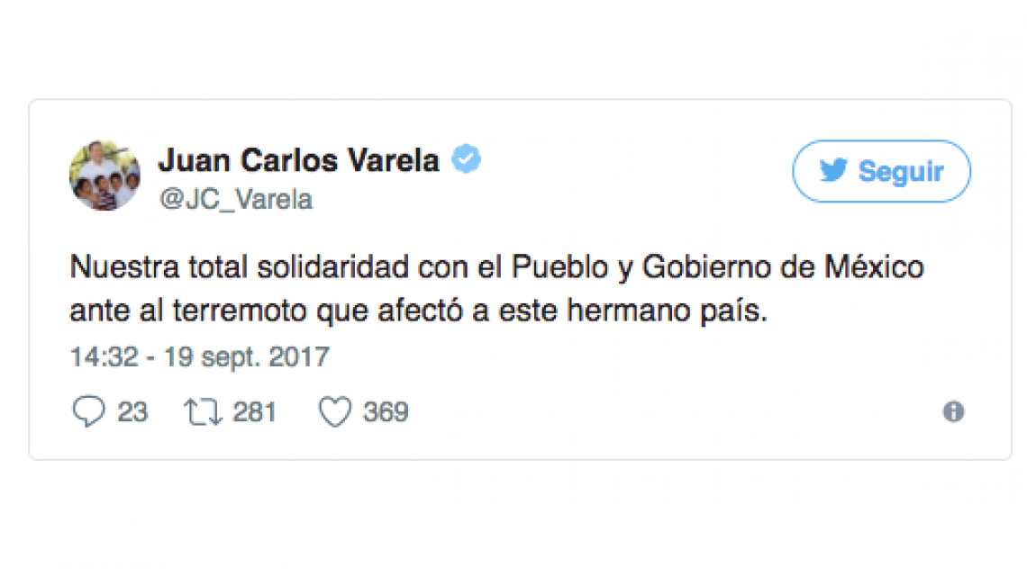 Presidentes de diferentes países se solidarizan con México 