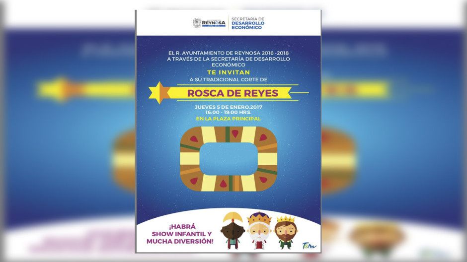 Invitan Ayuntamiento de Reynosa a partir la Rosca de Reyes