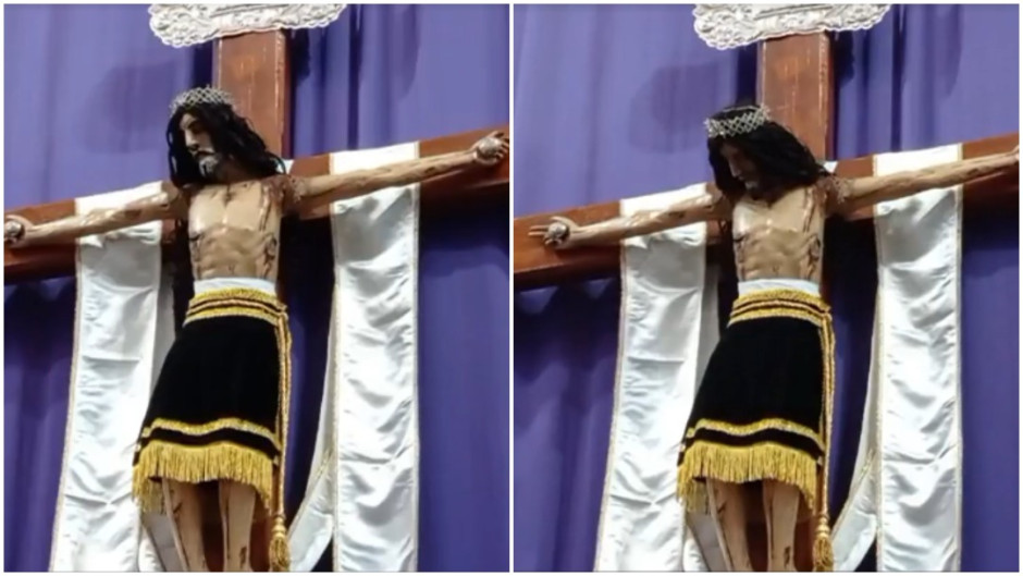 ¡Sorprendente! Fieles graban momento en que imagen de Cristo mueve su cabeza 