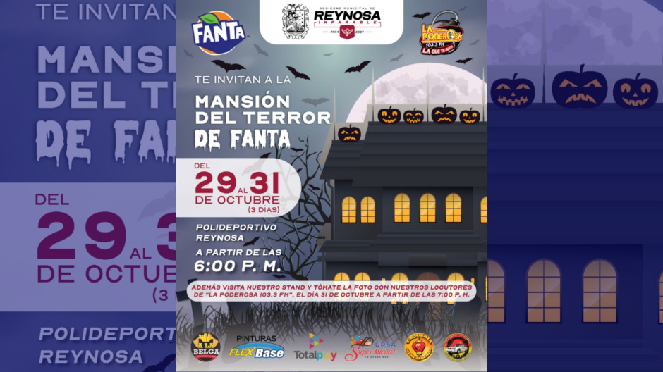 Invita Gobierno de Reynosa a disfrutar La Mansión del Terror en el Polideportivo 