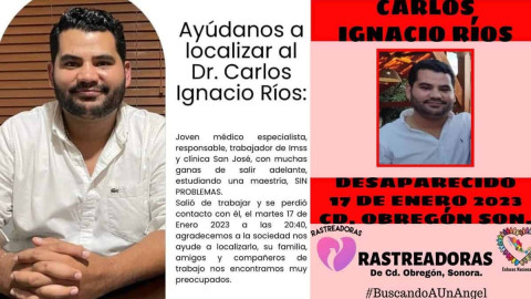 Desaparece médico al salir de su trabajo en Cajeme, Sonora