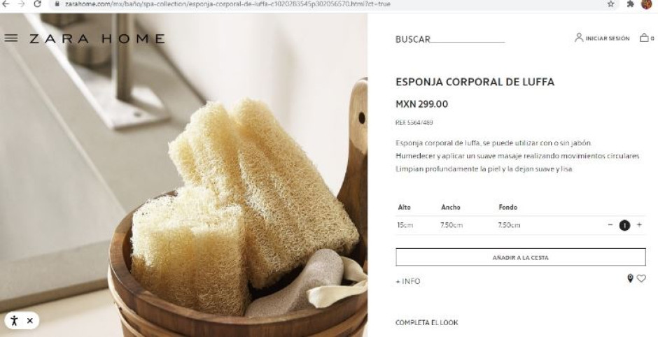 Zara pone a la venta esponjas de baño en casi 300 pesos
