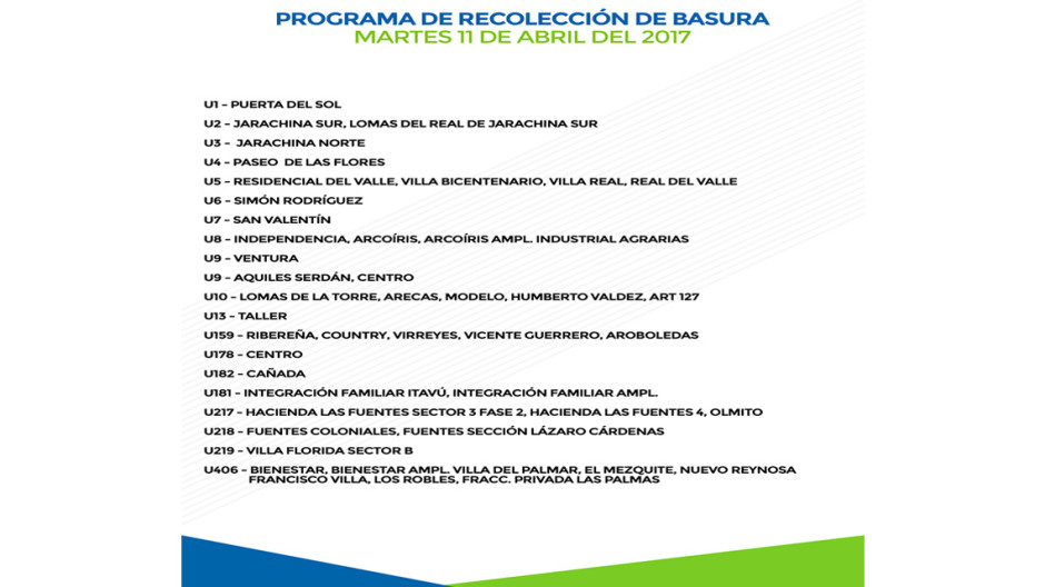 Publican programa de recolección de basura