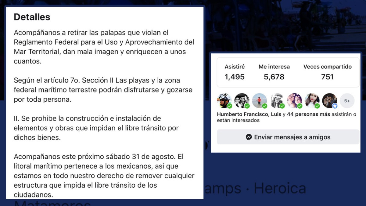 Usuarios en Facebook se organizan para retirar “Palapas” de la playa Bagdad