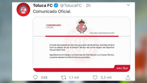 José Manuel de la Torre es cesado como técnico del Toluca