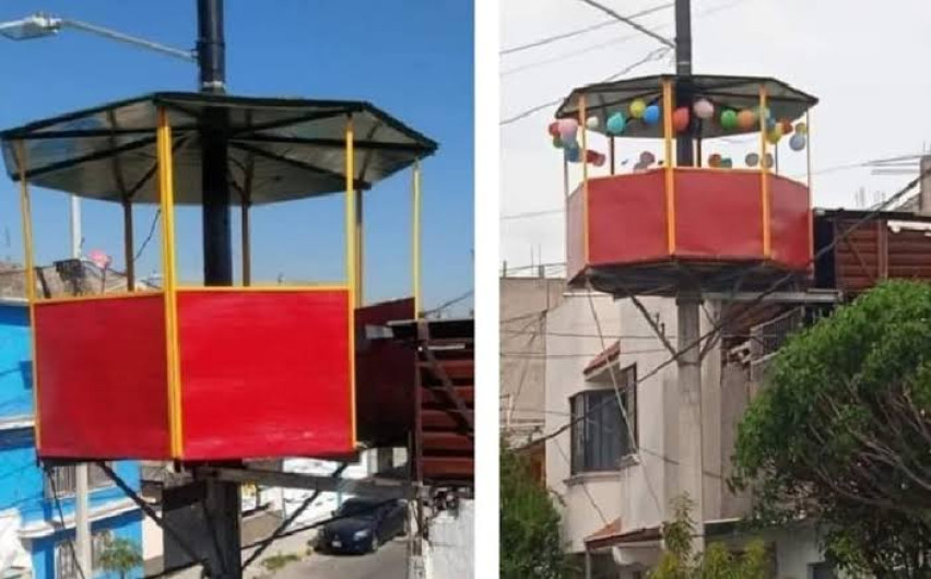 Construyen salón de fiestas en poste de luz de Nezahualcóyotl