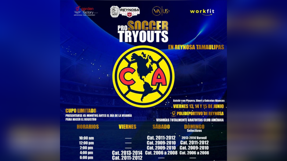 ¡Arrancan hoy las visorías del Club América en Reynosa! 