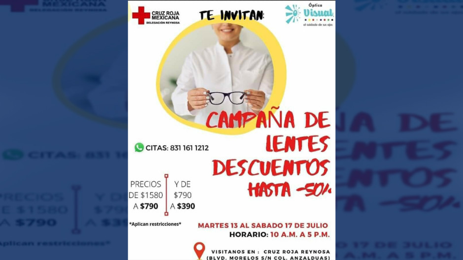 Invitan a campaña de lentes con 50% de descuento