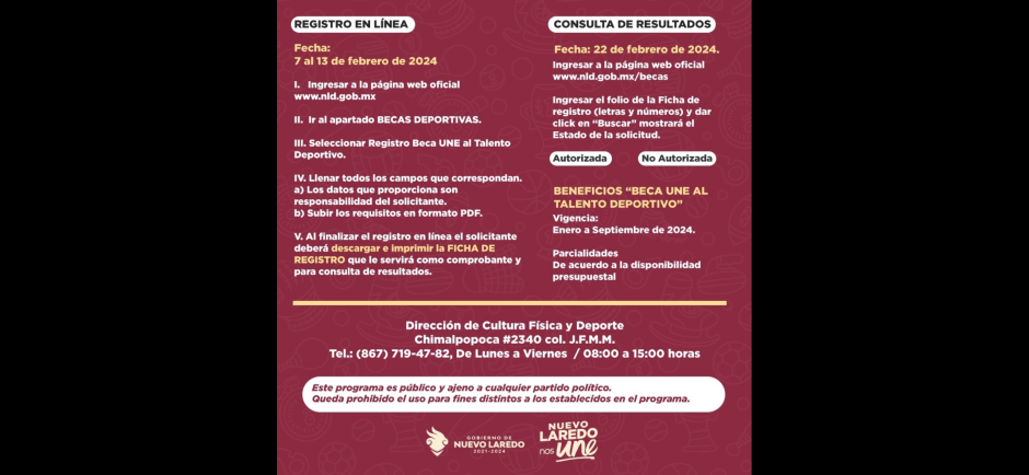 Invita a Gobierno Municipal a registrarse para beca al talento deportivo 2024