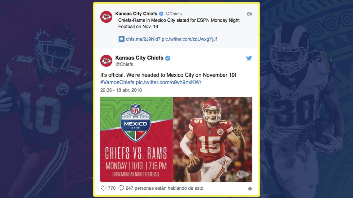 El Chiefs vs. Rams se enfrentarán en el Estadio Azteca
