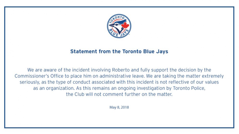 Arrestan al pitcher Sinaloense Roberto Osuna de Toronto Blue Jays,  por agredir a una mujer