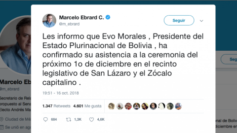 Evo Morales asistirá a toma de posesión de AMLO 