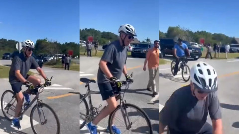 Joe Biden se cae de la bicicleta durante un paseo por la playa