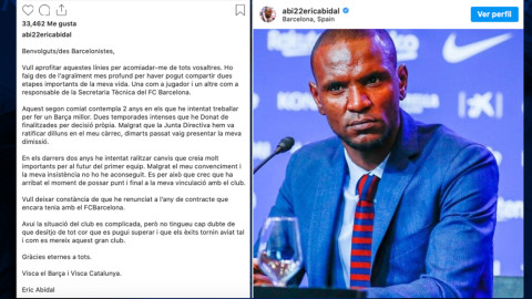 Eric Abidal confirma que dimitió de su cargo en el Barcelona