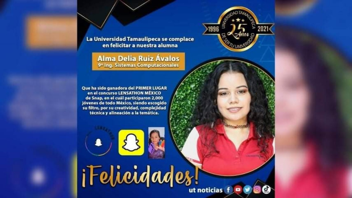 Estudiante reynosense gana concurso de diseño en Snapchat