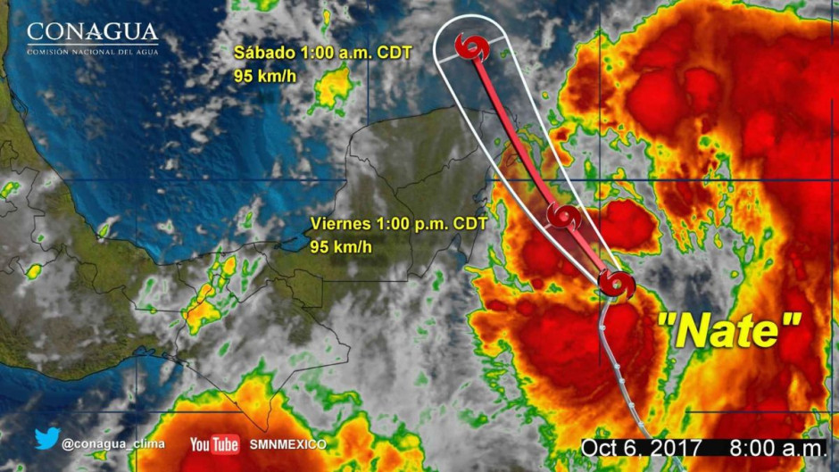 "Nate" tocará tierra esta tarde en Quintana Roo