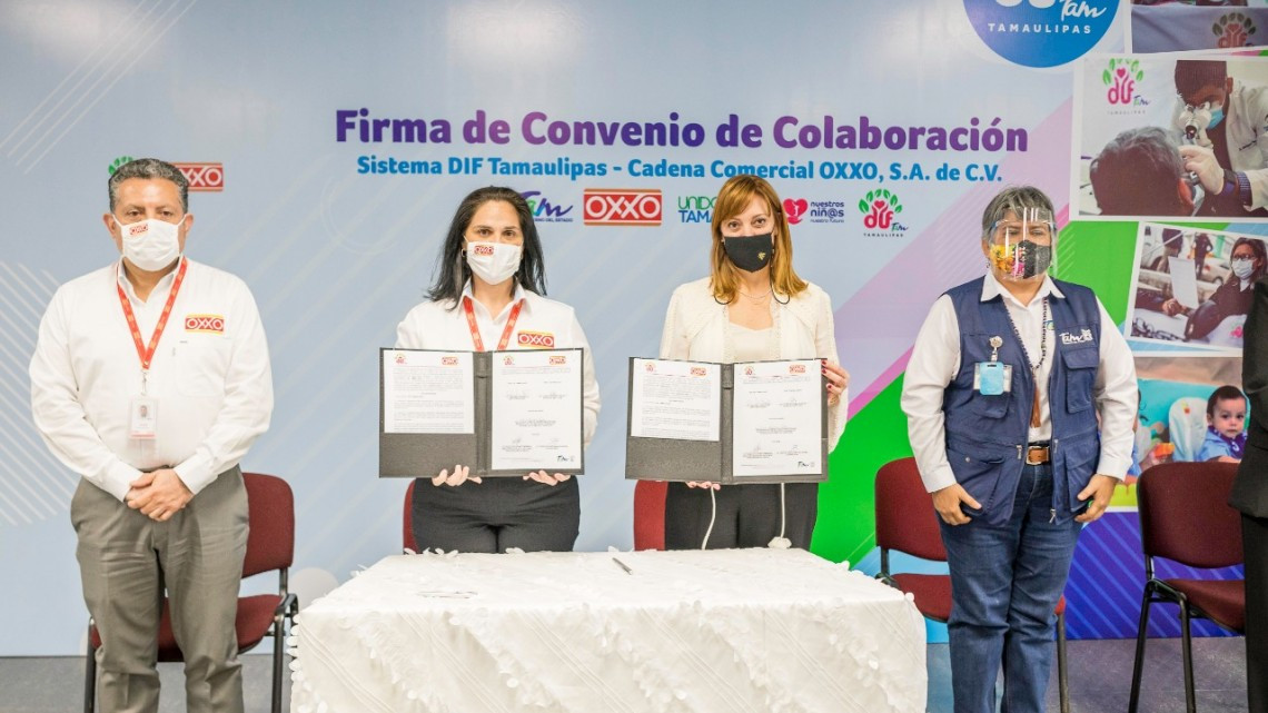 Firma Mariana Gómez convenio de colaboración con Oxxo Tamaulipas, para promover oportunidades laborales para adultos mayores y personas con discapacidad