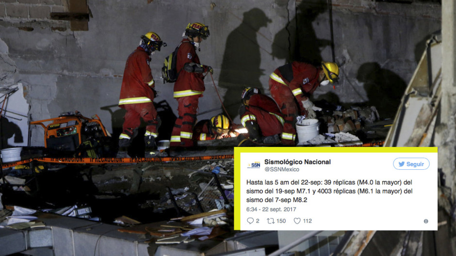 Se han registrado 39 réplicas del sismo del 19 de septiembre: SSN