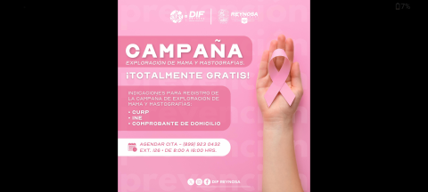 En mes rosa: DIF-Reynosa ofrece campaña de exploración y mastografías gratuitas