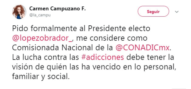 Carmen Campuzano: "#PidoFormalmenteAlPresidenteElecto"