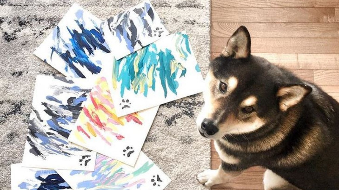 Hunter, el perrito pintor que ha ganado miles de dólares con sus pinturas