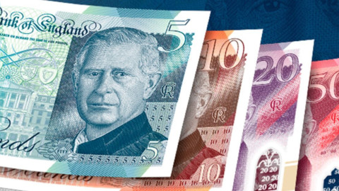 Revelan los nuevos billetes de Inglaterra con el rostro de Carlos III