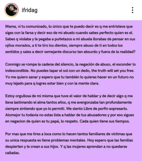 Yo quiero sanar y espero que tú también lo quieras hacer en un futuro: Frida a Alejandra