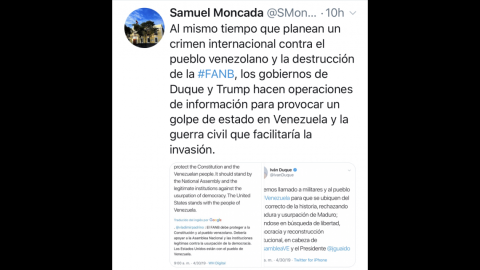 Embajador venezolano ante la ONU arremete contra Trump y Duque