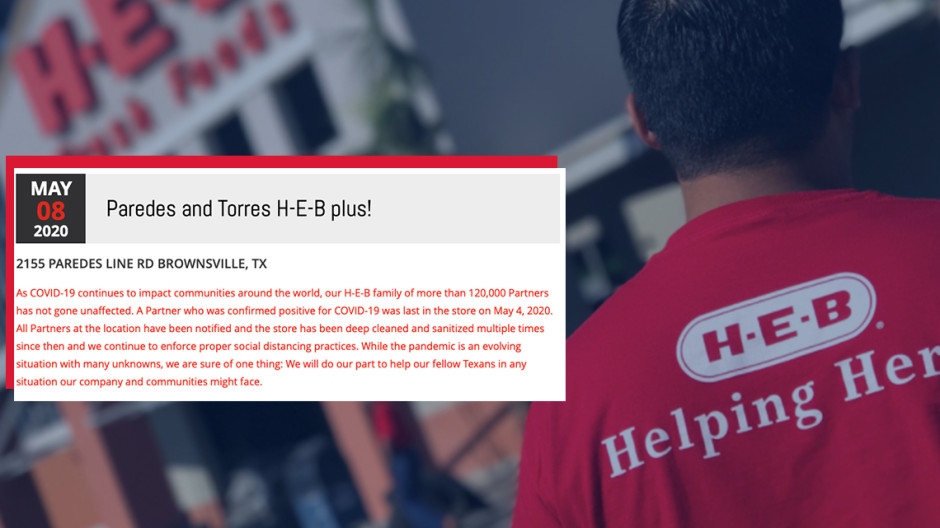 Empleado de HEB en Brownsville da positivo a covid-19 