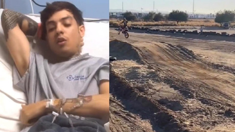 Natanael Cano sufre aparatoso accidente en moto