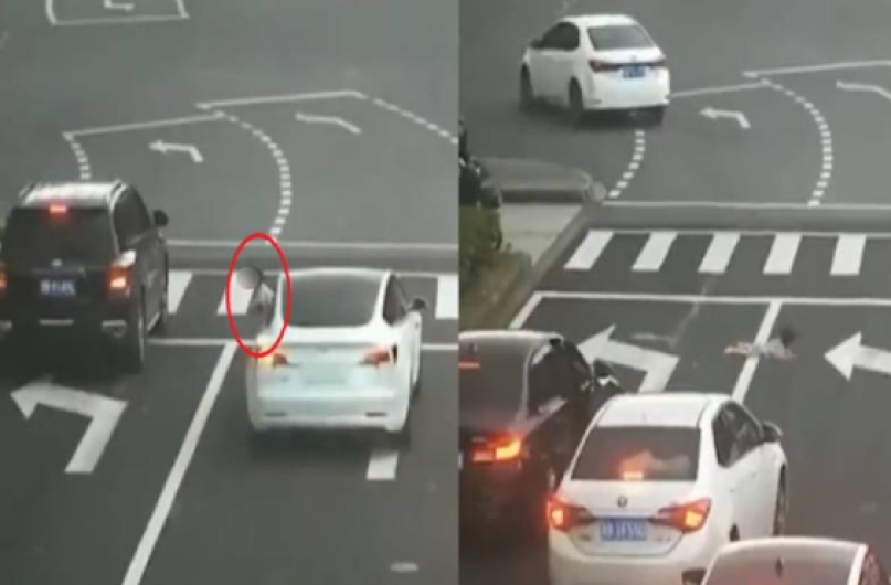 Niña cae de auto en movimiento; conductor ni cuenta se dio